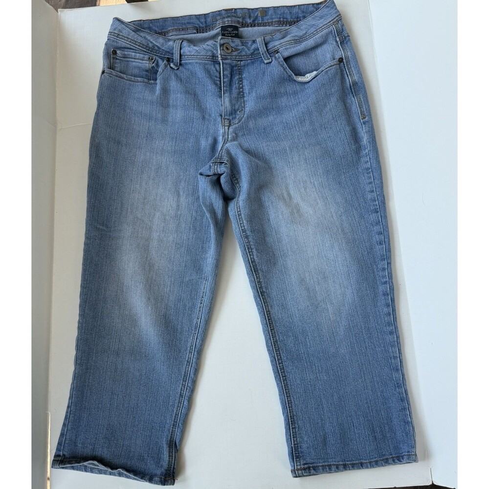 Faded Glory Women’s Size 16 Mid Rise Stretch Denim Capri Jeans Medium Wash Pants